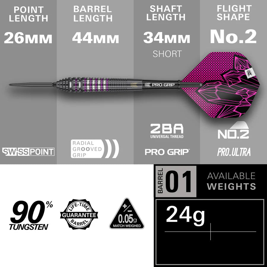 Target Lorraine Winstanley G2 90% Tungsten SP Steel Tip Darts 24g