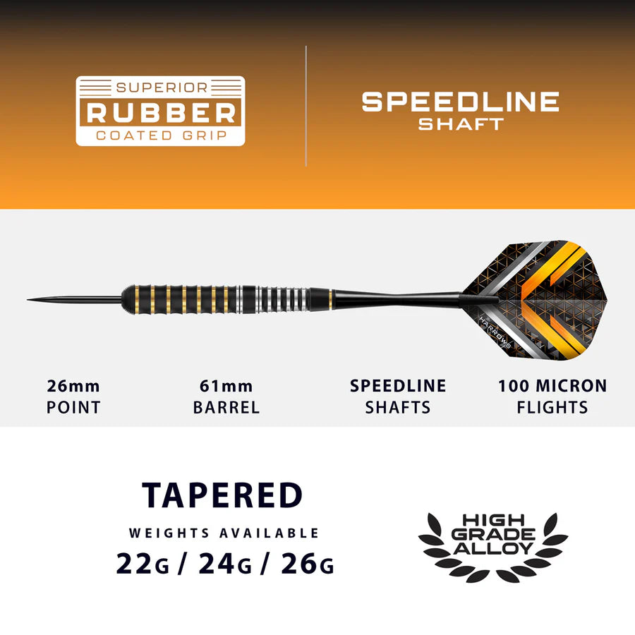 Harrows Vulcan Brass Rubber-Coated Steel Tip Darts