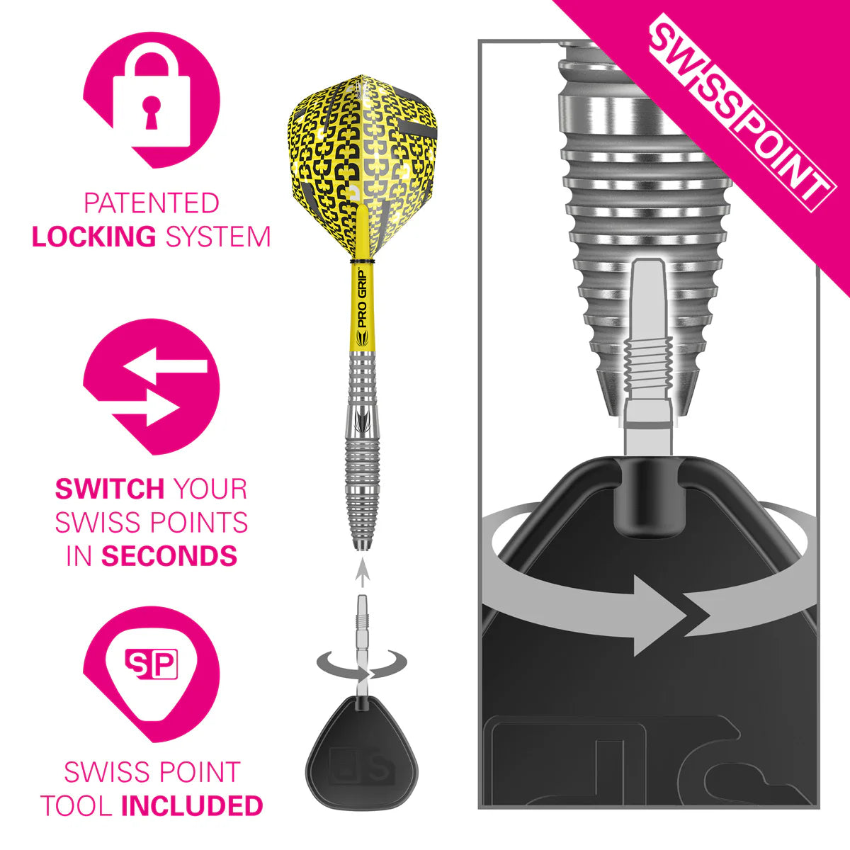 BOLIDE 05 SWISS POINT 90% TUNGSTEN STEEL TIP DARTS BY TARGET